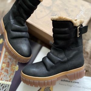 Free People Black and Tan Heeled Boots